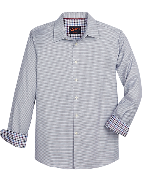 Egara Slim Fit Spread Collar Sport Shirt, Navy Houndstooth 3 Egara Slim Fit Spread Collar Sport Shirt, Navy Houndstooth