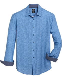 Michael Strahan Modern Fit Sport Shirt, Navy Painted Gingham