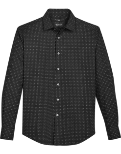 Awearness Kenneth Cole Slim Fit Spread Collar Sport Shirt, Black