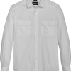 Awearness Kenneth Cole Slim Fit Twill Military Sport Shirt, White