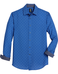 Michael Strahan Slim Fit Sport Shirt, Navy Swirl Dot