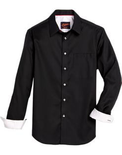 Egara Slim Fit Textured Woven Sport Shirt, Black