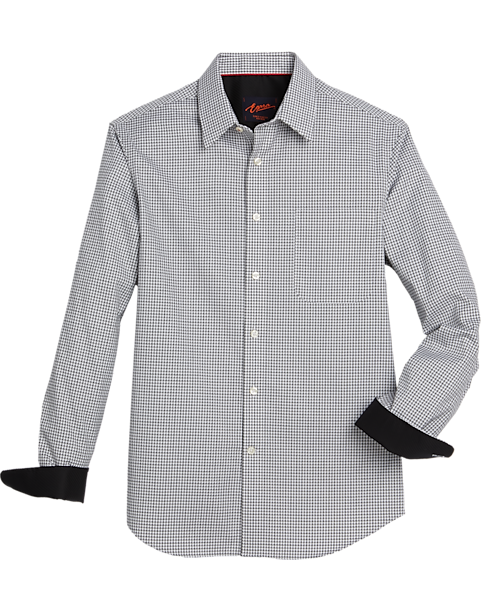 Egara Slim Fit Sport Shirt, Black & White Houndstooth 3 Egara Slim Fit Sport Shirt, Black & White Houndstooth