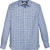 Joseph Abboud Non-Iron Modern Fit Spread Collar Sport Shirt, Blue Check -Dress Shirts Sales MW40 6LHU 14 JOSEPH ABBOUD BLUE MAIN