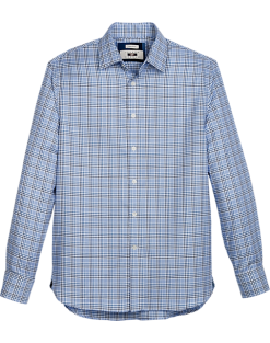 Joseph Abboud Non-Iron Modern Fit Spread Collar Sport Shirt, Blue Check