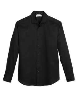 Cubavera Modern Fit Long Sleeve Linen-Blend Shirt, Black