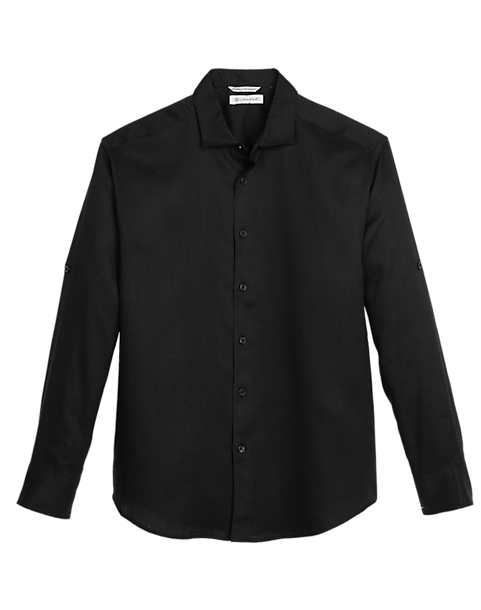 Cubavera Modern Fit Long Sleeve Linen-Blend Shirt, Black 3 Cubavera Modern Fit Long Sleeve Linen-Blend Shirt, Black