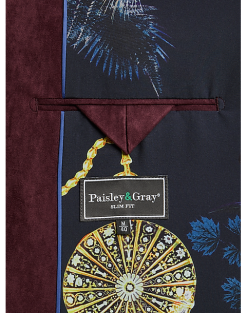 Paisley & Gray Slim Fit Ultra-suede Military Jacket, Burgundy -Dress Shirts Sales MW40 6LTY 06 PAISLEY GRAY BURGUNDY ALT2