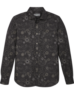 Paisley & Gray Slim Fit Spread Collar Sport Shirt, Black Floral
