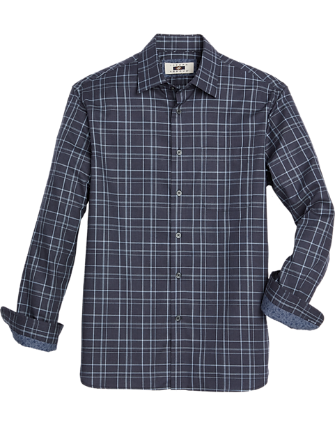 Joseph Abboud Modern Fit Sport Shirt, Navy Roadmap Plaid 3 Joseph Abboud Modern Fit Sport Shirt, Navy Roadmap Plaid