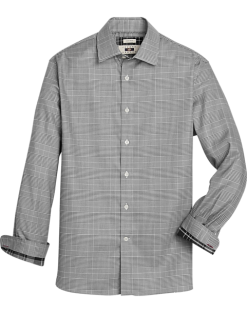 Joseph Abboud Modern Fit Sport Shirt, Black & White Glen Plaid
