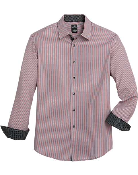 Michael Strahan Modern Fit Sport Shirt, Red Stripe 3 Michael Strahan Modern Fit Sport Shirt, Red Stripe