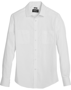 Awearness Kenneth Cole Slim Fit Military Sport Shirt, Bright White