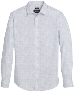 Awearness Kenneth Cole Modern Fit Sport Shirt, Light Blue Hatch Pattern