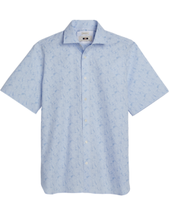 Joseph Abboud Modern Fit Spread Collar Sport Shirt, Light Blue Mini Floral
