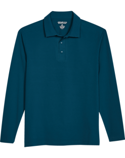 Awearness Kenneth Cole Modern Fit Long Sleeve Polo, Teal