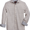 Egara Slim Fit Spread Collar Sport Shirt, Taupe Windowpane
