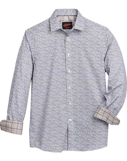 Egara Slim Fit Spread Collar Sport Shirt, Navy Berries 3 Egara Slim Fit Spread Collar Sport Shirt, Navy Berries