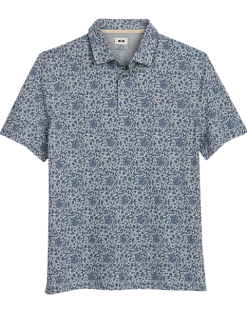 Joseph Abboud Modern Fit Short Sleeve Polo Shirt, Gray & Blue Floral