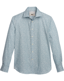 Joseph Abboud Modern Fit Sport Shirt, Teal Fossil Leaf