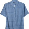 Haggar Modern Fit Short Sleeve Micropoly Camp Shirt, Navy Waves