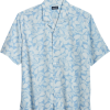 Haggar Modern Fit Short Sleeve Camp Shirt, Light Blue Botanical