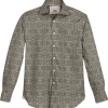 Joseph Abboud Modern Fit Spread Collar Sport Shirt, Olive Brocade