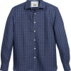 Joseph Abboud Modern Fit Linen Blend Shirt, Navy Gingham -Dress Shirts Sales MW40 6MTY 01 JOSEPH ABBOUD NAVY MAIN