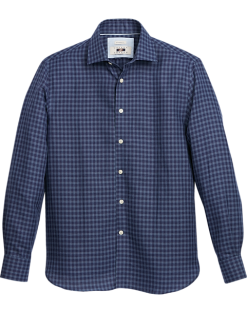 Joseph Abboud Modern Fit Linen Blend Shirt, Navy Gingham