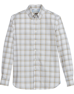 Joseph Abboud Modern Fit Short Sport Shirt, Olive Plaid