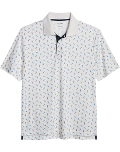 Haggar Modern Fit LIFE KHAKI™ Short Sleeve Polo, White Seahorse Pattern