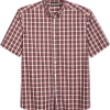 Haggar Life Khaki Modern Fit Short Sleeve Sport Shirt, Red Plaid