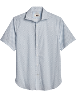 Joseph Abboud Modern Fit Short Sleeve Sport Shirt, Teal Micro Paisley