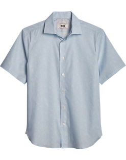Joseph Abboud Modern Fit Short Sleeve Sport Shirt, Light Blue Leaf
