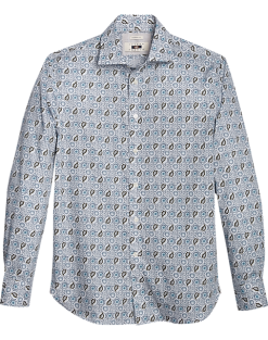 Joseph Abboud Modern Fit Sport Shirt, Blue Paisley Mosaic