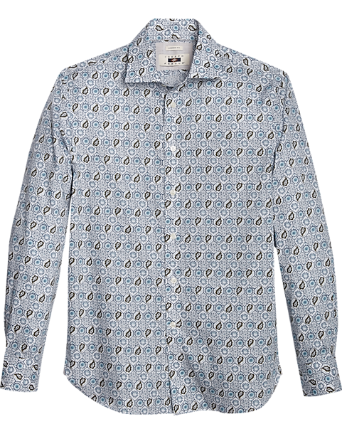 Joseph Abboud Modern Fit Sport Shirt, Blue Paisley Mosaic 3 Joseph Abboud Modern Fit Sport Shirt, Blue Paisley Mosaic