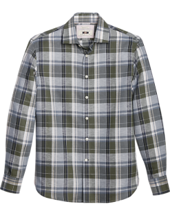 Joseph Abboud Modern Fit Sport Shirt Olive Madras Plaid