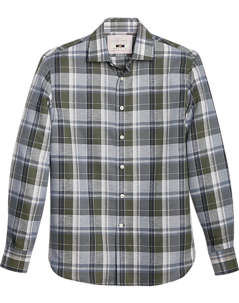 Joseph Abboud Modern Fit Sport Shirt Olive Madras Plaid 3 Joseph Abboud Modern Fit Sport Shirt Olive Madras Plaid