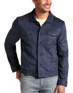 Joseph Abboud Modern Fit Faux Suede Trucker Jacket, Navy