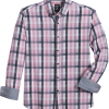 Michael Strahan Four-Way Stretch Modern Fit Button-Down Collar Sport Shirt, Pink & Gray Plaid