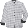 Michael Strahan Four-Way Stretch Modern Fit Sport Shirt, White Windowpane Plaid -Dress Shirts Sales MW40 6MWT 10 MICHAEL STRAHAN WHITE MAIN