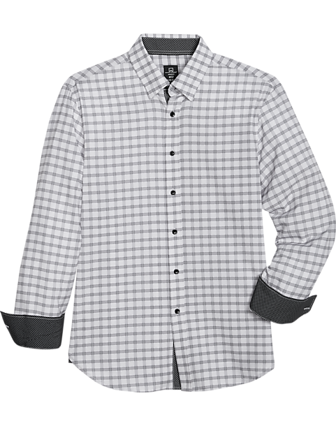 Michael Strahan Four-Way Stretch Modern Fit Sport Shirt, White Windowpane Plaid 3 Michael Strahan Four-Way Stretch Modern Fit Sport Shirt, White Windowpane Plaid