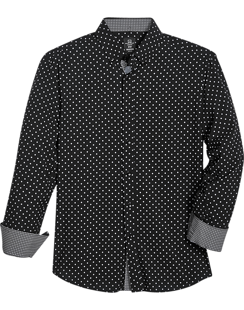 Michael Strahan Four-Way Stretch Modern Fit Sport Shirt, Black & Pink Dot 3 Michael Strahan Four-Way Stretch Modern Fit Sport Shirt, Black & Pink Dot