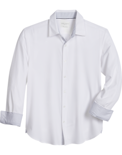 Con.Struct Four-Way Stretch Slim Fit Spread Collar Sport Shirt, White