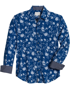 Con.Struct Slim Fit Spread Collar Sport Shirt, Navy Floral