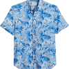 Con.Struct Slim Fit Short Sleeve Sport Shirt Blue Palm Leaf -Dress Shirts Sales MW40 6MYG 14 CONSTRUCT BLUE MAIN