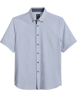 Michael Strahan Modern Fit Short Sleeve Sport Shirt, Square Dot White