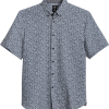Michael Strahan Four-Way Modern Fit Button Down Collar Sport Shirt, Gray Floral -Dress Shirts Sales MW40 6MYX 04 MICHAEL STRAHAN GRAY MAIN