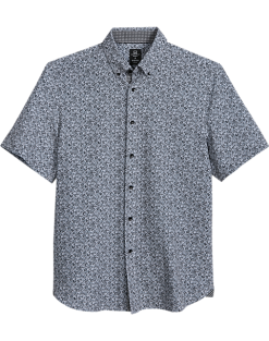 Michael Strahan Four-Way Modern Fit Button Down Collar Sport Shirt, Gray Floral