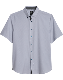 Michael Strahan Modern Fit Short Sleeve Sport Shirt White Woven Pattern